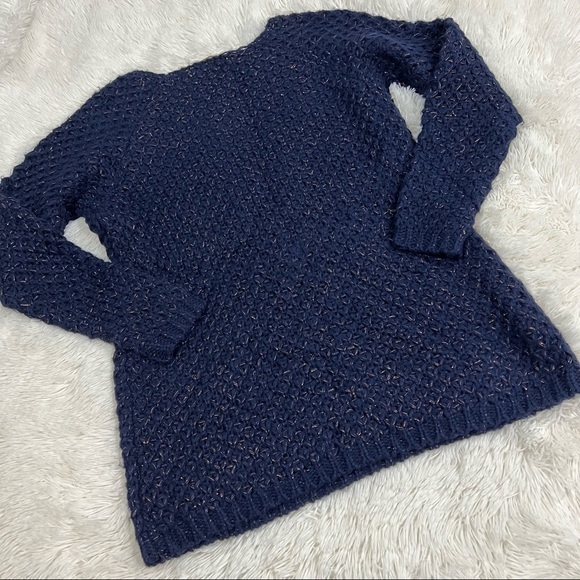 Soft Surroundings | Navy & Gold Shimmer Sweater - Picture 6 of 8